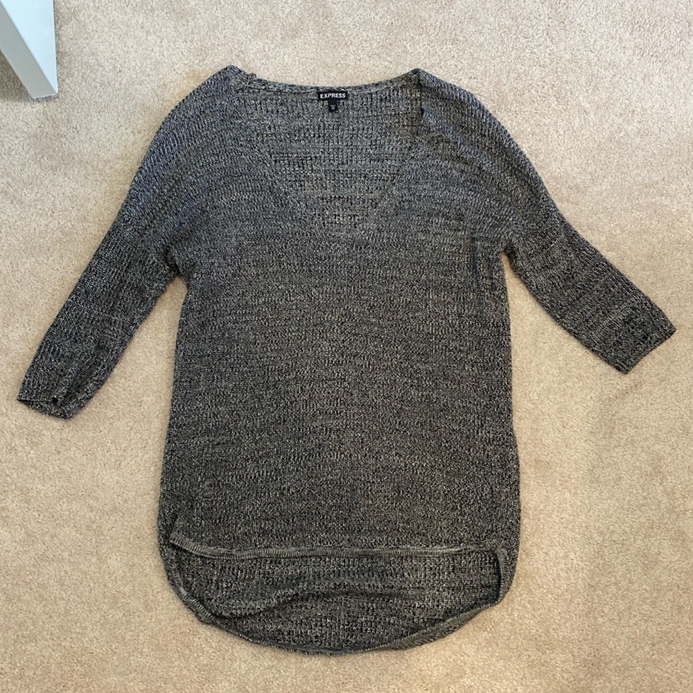 Express V-Neck Hi-Low Tunic Sweater, Size XS